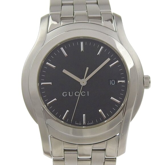 Gucci G-Class Watch 5500XL Stainless Steel Quartz Analog Display Black Dial W...